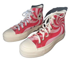 Converse Color Candy Pink Swirl Lift Platform High Tops Women 8